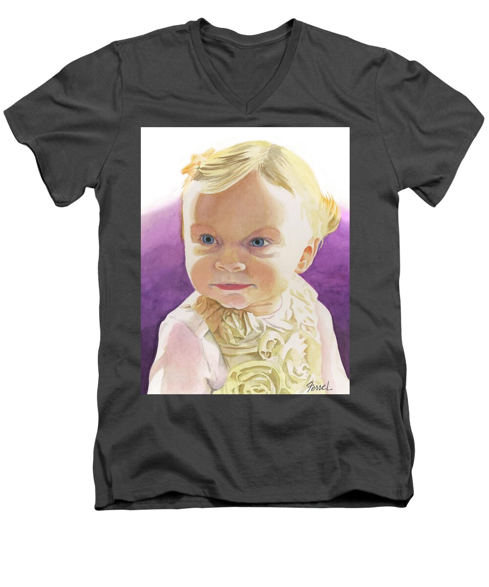 Child Men's V-Neck T-Shirt featuring the painting Lillian by Ferrel Cordle
