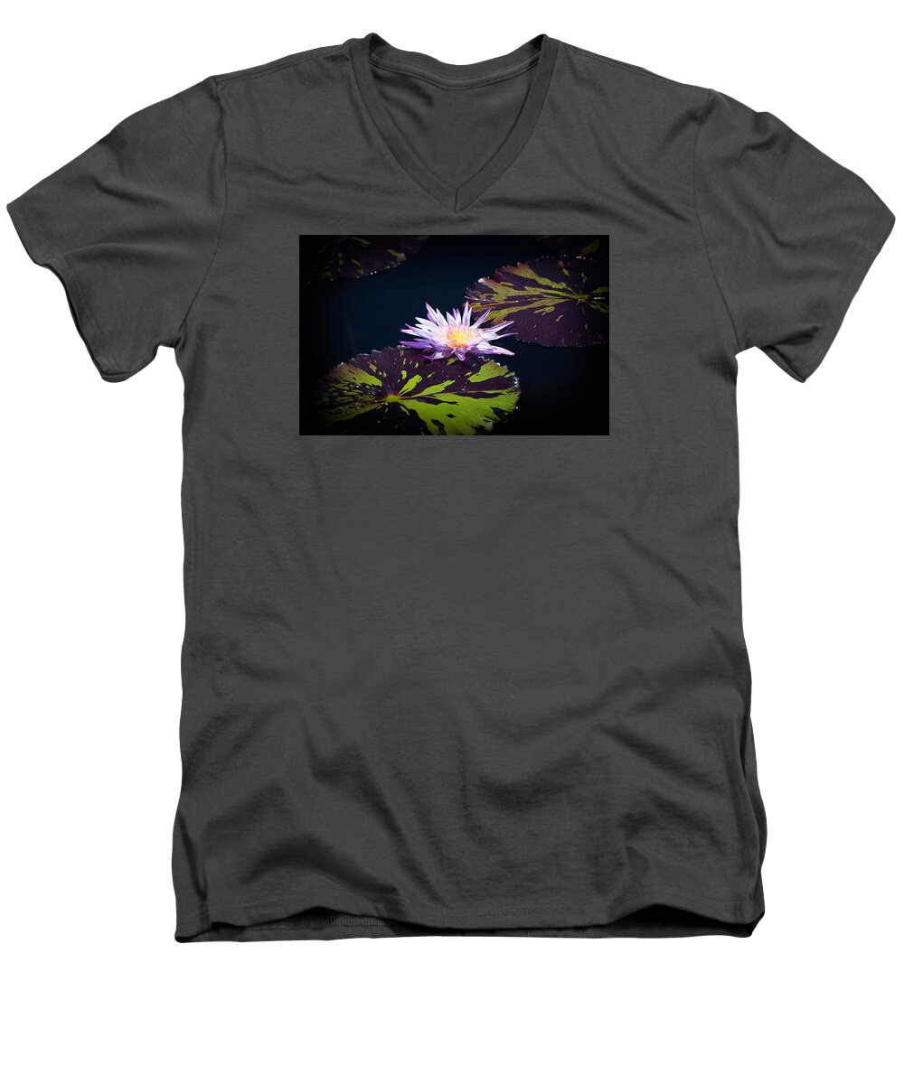 Purple Men's V-Neck T-Shirt featuring the photograph Lily Artistry by Milena Ilieva