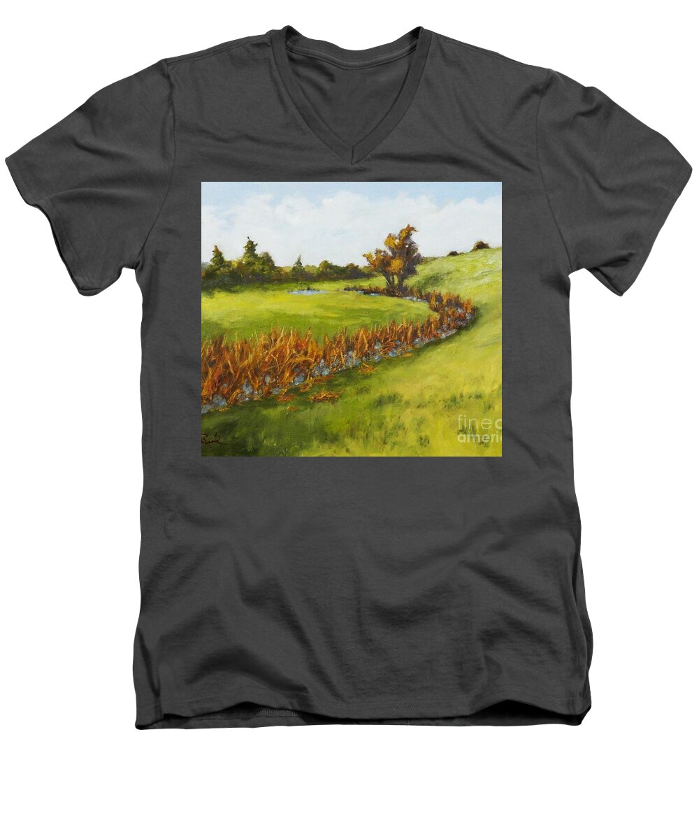 Arroyo Men's V-Neck T-Shirt featuring the painting Little Stream by William Reed