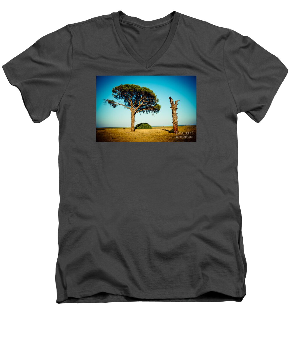 Water Men's V-Neck T-Shirt featuring the photograph Live and dead tree at seacoast by Raimond Klavins