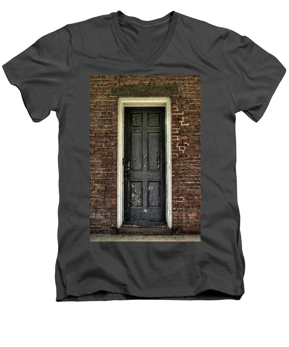 Door Men's V-Neck T-Shirt featuring the photograph Locked Forever by Zawhaus Photography