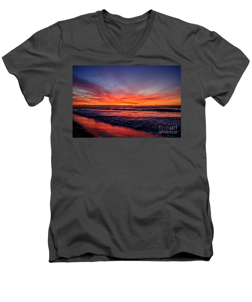 Topsail Island Men's V-Neck T-Shirt featuring the photograph Lone Gull by DJA Images