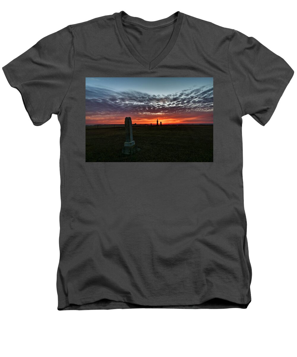 Sunset Men's V-Neck T-Shirt featuring the photograph Lonely Sunset by Ryan Crouse