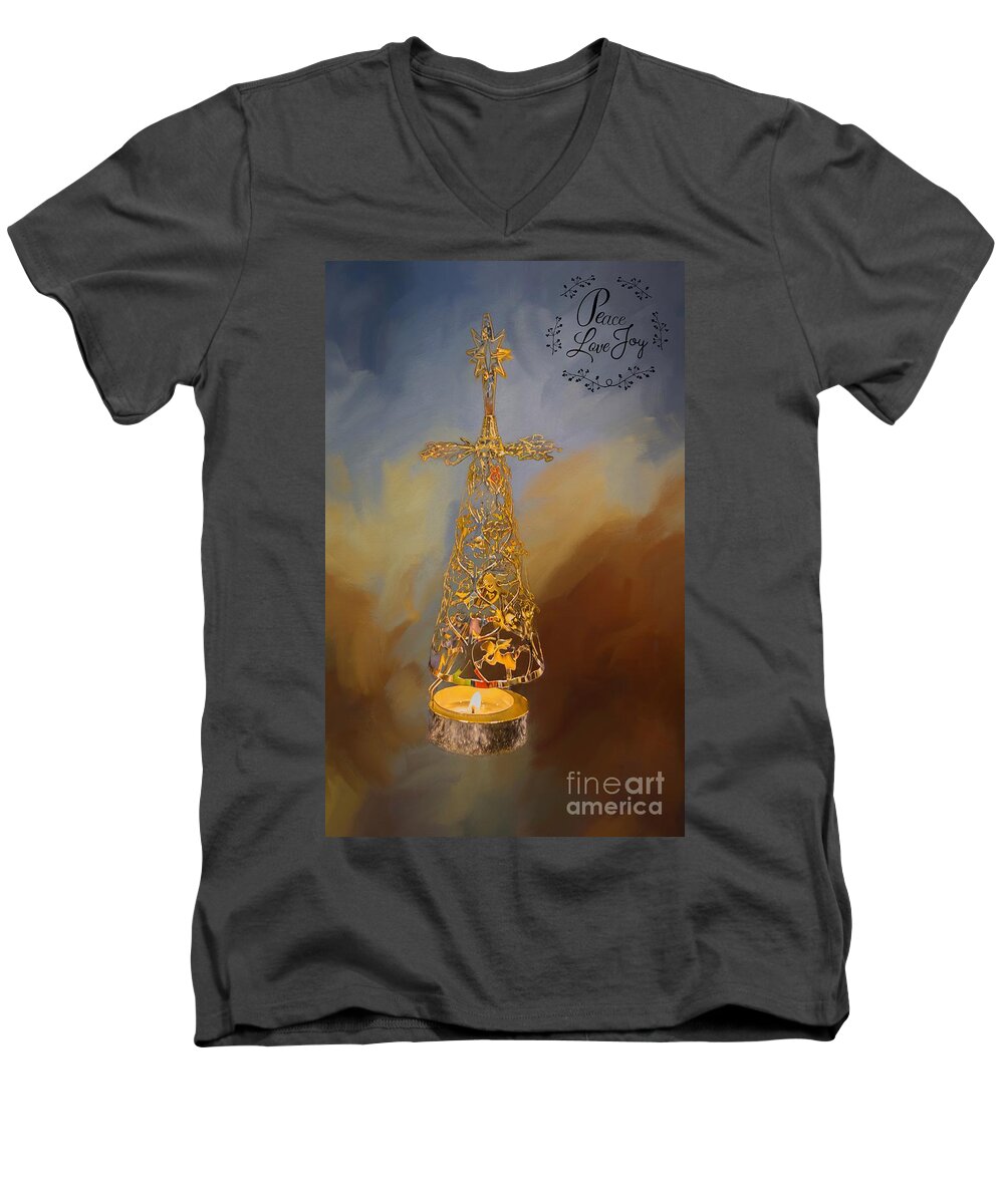Light Men's V-Neck T-Shirt featuring the photograph Look at how a single candle.... by Eva Lechner