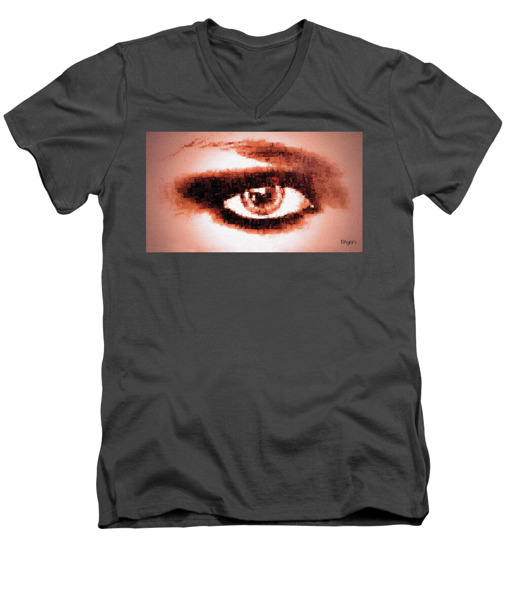 Digital Men's V-Neck T-Shirt featuring the digital art Look into My Eye by Paula Ayers