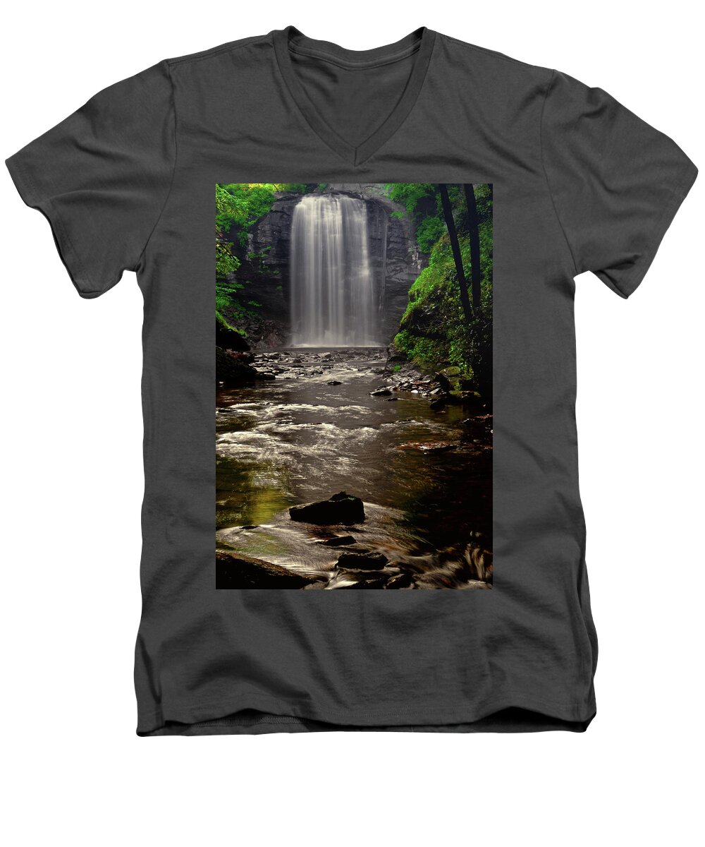 Waterfall Men's V-Neck T-Shirt featuring the photograph Looking Glass Falls 009 by George Bostian