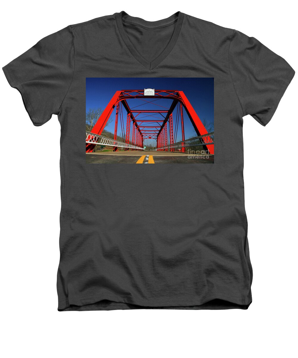 Bridge Men's V-Neck T-Shirt featuring the photograph Lost Bridge by Melissa Mim Rieman
