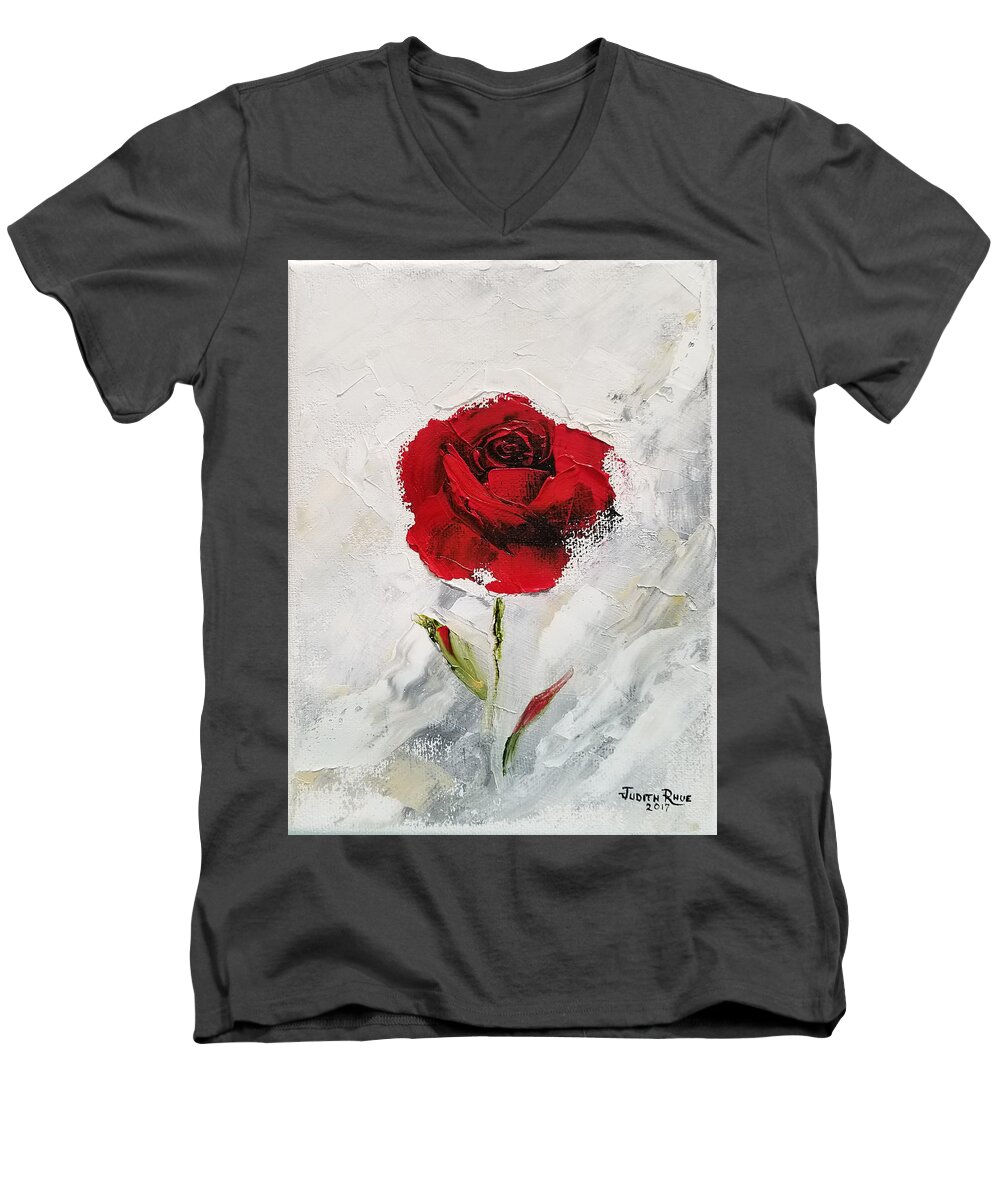 Rose Men's V-Neck T-Shirt featuring the painting Love's Avalanche by Judith Rhue