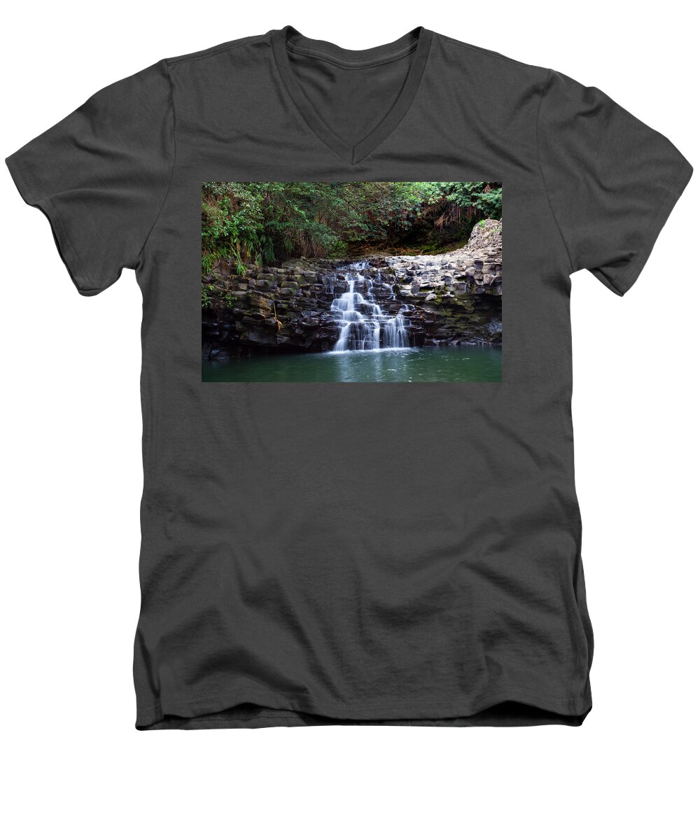 Lower Dual Falls Men's V-Neck T-Shirt featuring the photograph Lower Dual Falls by Anthony Jones