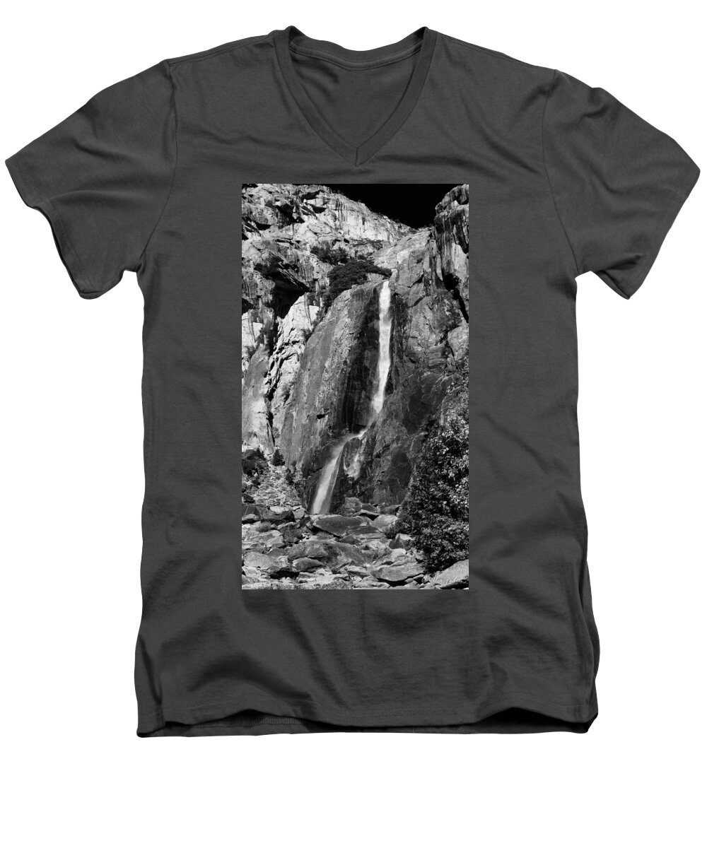 Lower Men's V-Neck T-Shirt featuring the photograph Lower Yosemite Falls by Alexander Fedin