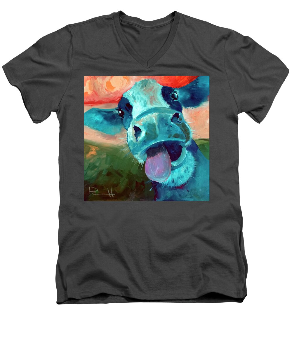  Farm Men's V-Neck T-Shirt featuring the painting Lucy by Sean Parnell