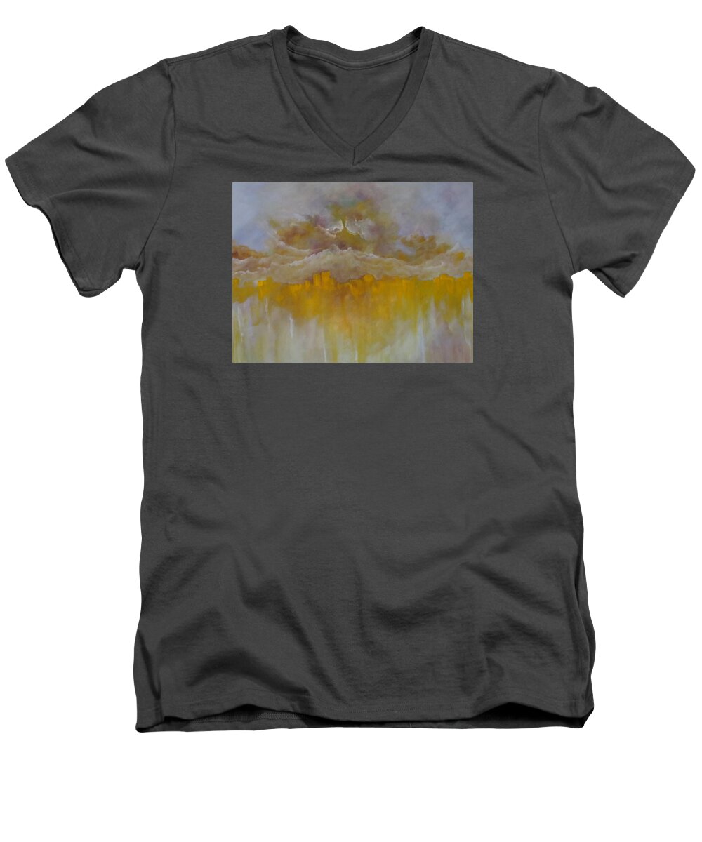 Abstract Men's V-Neck T-Shirt featuring the painting Luminescence by Soraya Silvestri