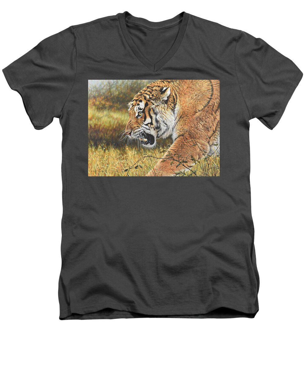 Wildlife Paintings Men's V-Neck T-Shirt featuring the painting Lunch Time by Alan M Hunt