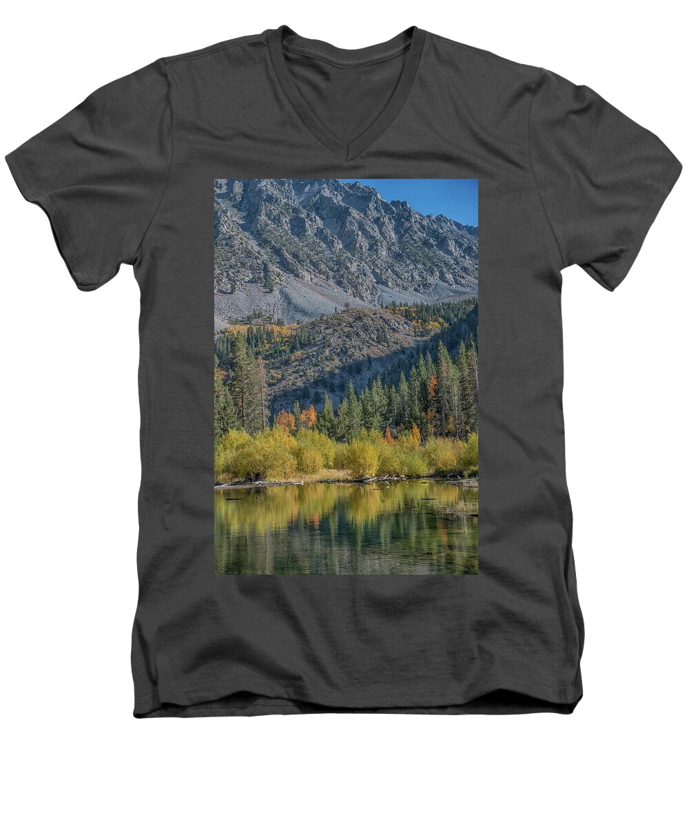 Fall Men's V-Neck T-Shirt featuring the photograph Lundy Canyon by Patricia Dennis