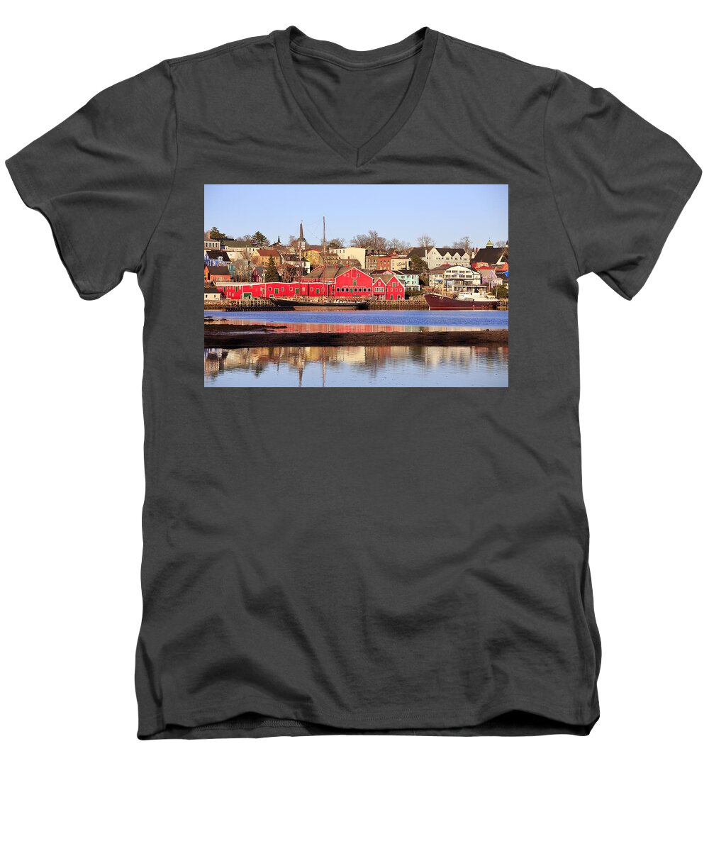 Canada Men's V-Neck T-Shirt featuring the photograph Lunenburg, Nova Scotia by Gary Corbett