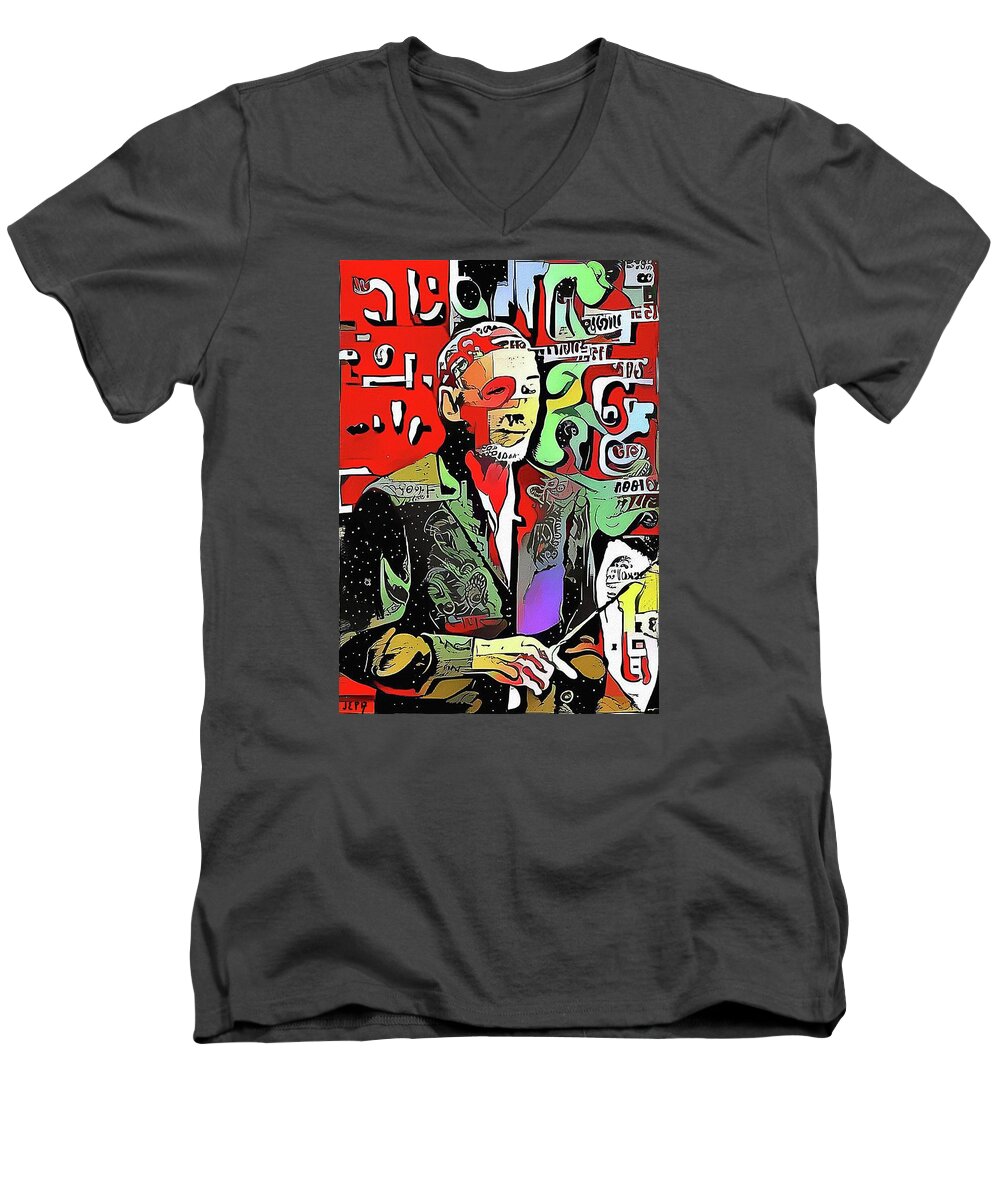 Conductor Men's V-Neck T-Shirt featuring the digital art Maestro Michael by Jann Paxton