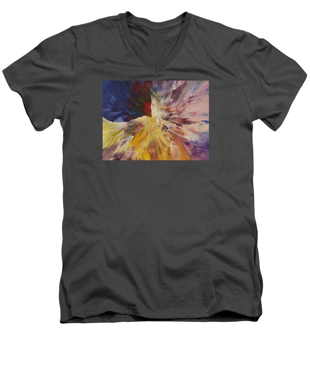 Abstract Men's V-Neck T-Shirt featuring the painting Magnetic by Soraya Silvestri