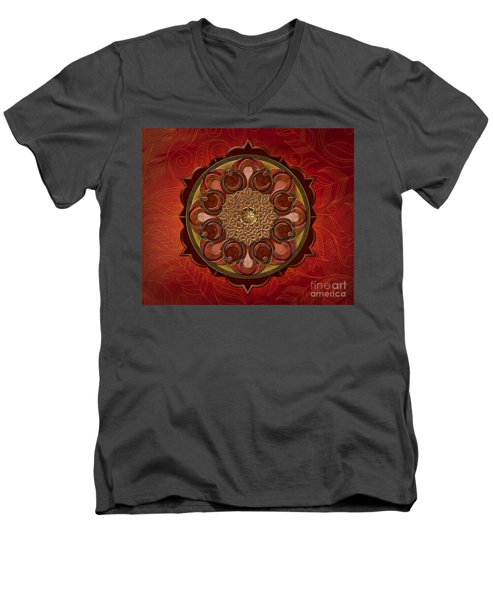 Mandala Men's V-Neck T-Shirt featuring the digital art Mandala Flames sp by Peter Awax