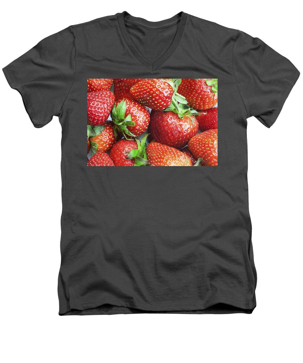 Marco Men's V-Neck T-Shirt featuring the photograph Marco view of Strawberries by Paul Ge