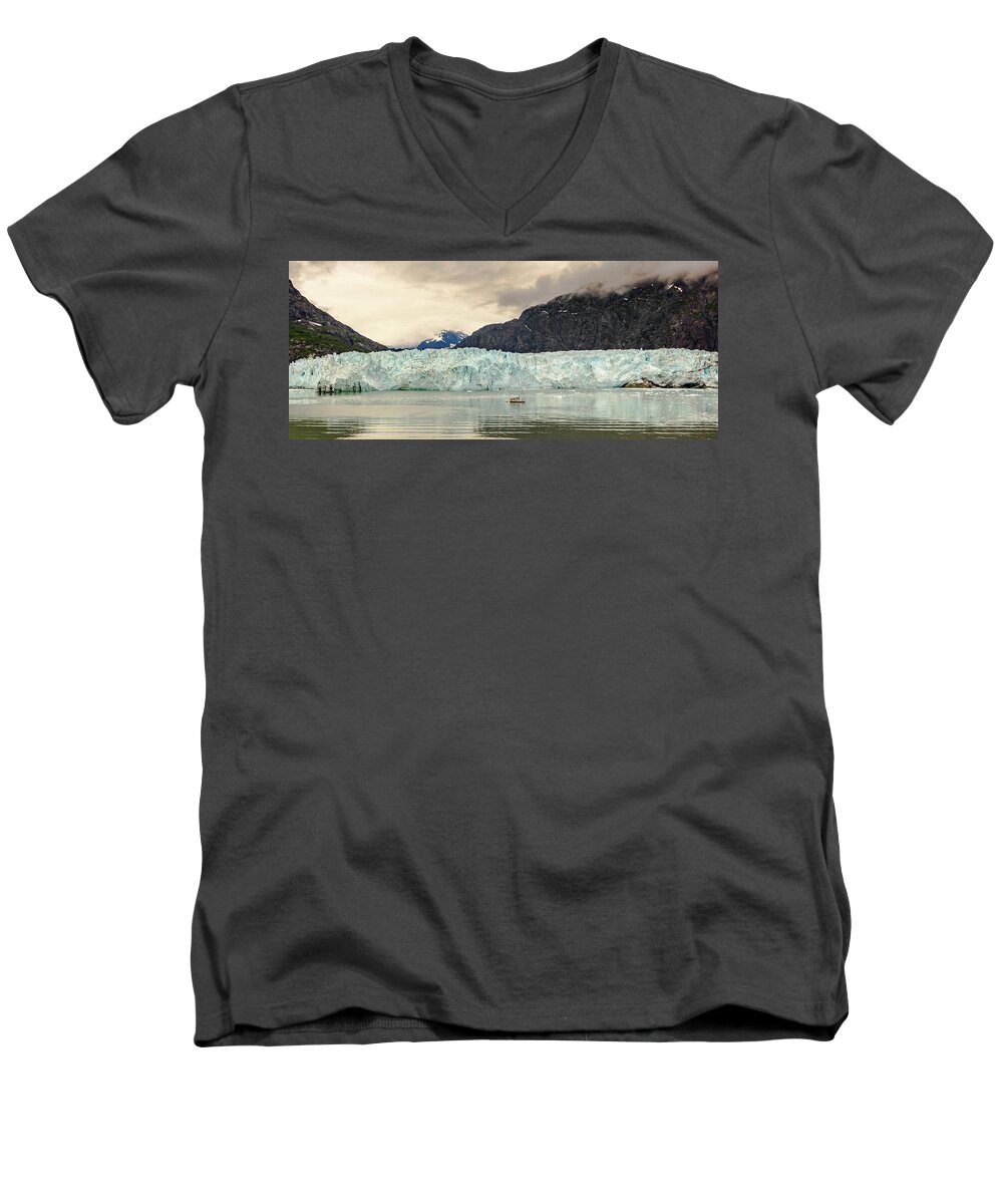 Park Men's V-Neck T-Shirt featuring the photograph Margerie Glacier by Ed Clark
