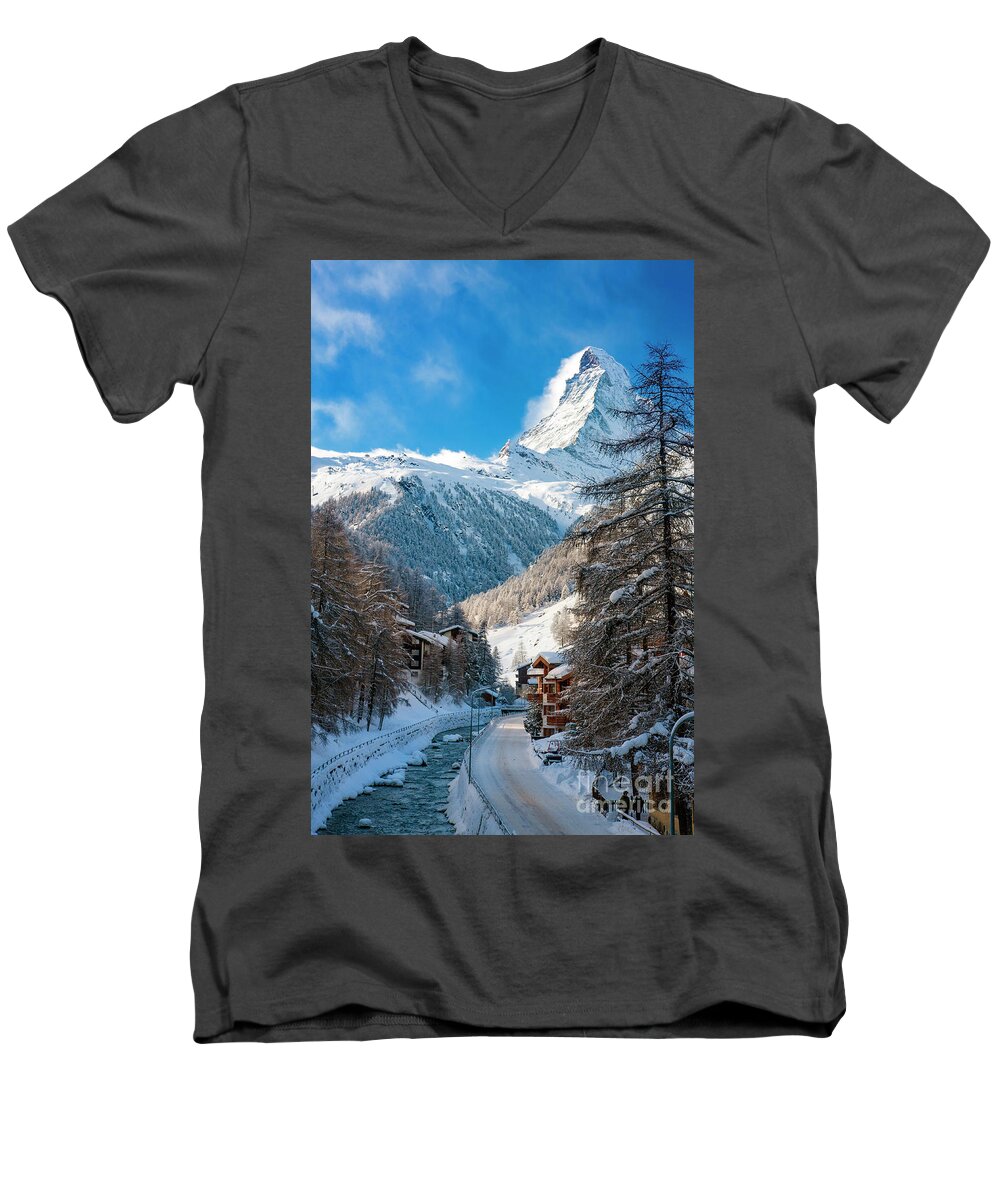 Matterhorn Men's V-Neck T-Shirt featuring the photograph Matterhorn by Brian Jannsen