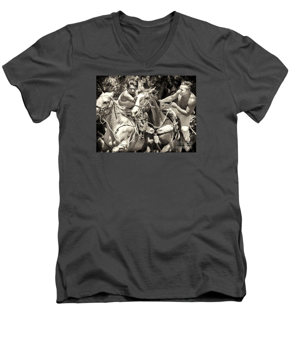 Horses Men's V-Neck T-Shirt featuring the photograph Maximum Power by Barry Weiss