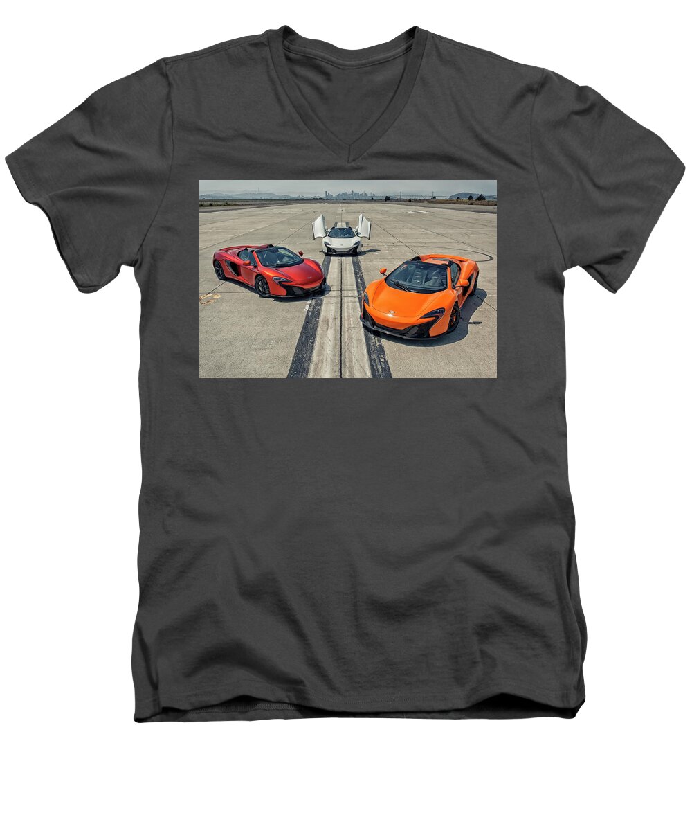 Mclaren Men's V-Neck T-Shirt featuring the photograph #McLaren #650S #Party by ItzKirb Photography