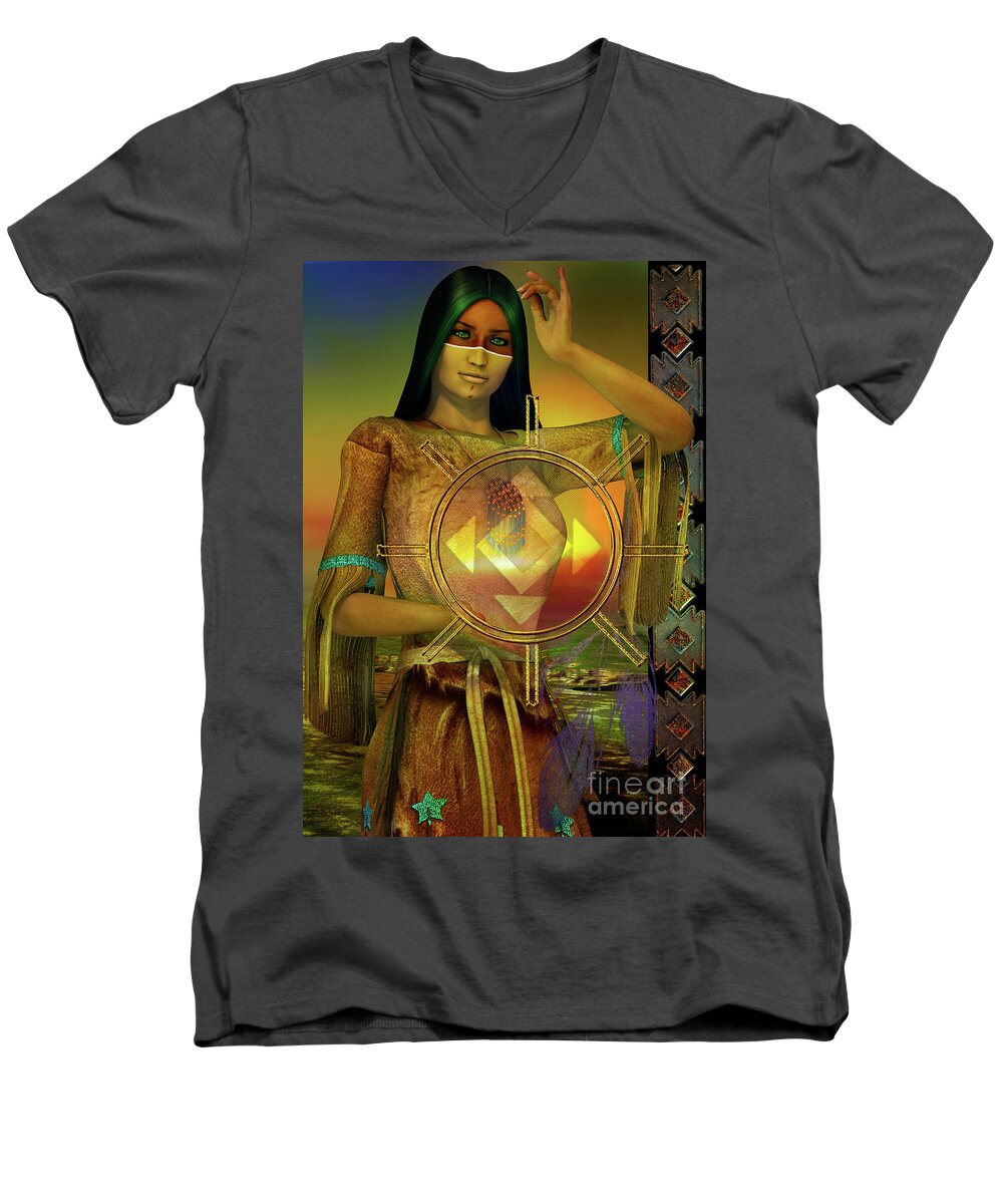 Medicine Woman Men's V-Neck T-Shirt featuring the digital art Medicine Woman by Shadowlea Is