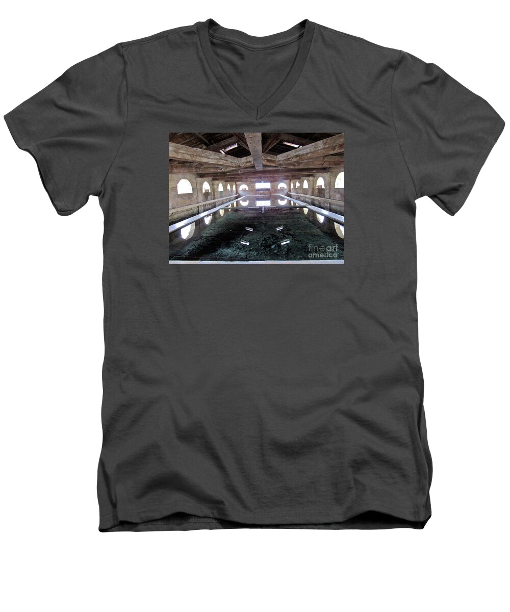 Medieval Men's V-Neck T-Shirt featuring the photograph Medieval Bath House by Barbara Plattenburg
