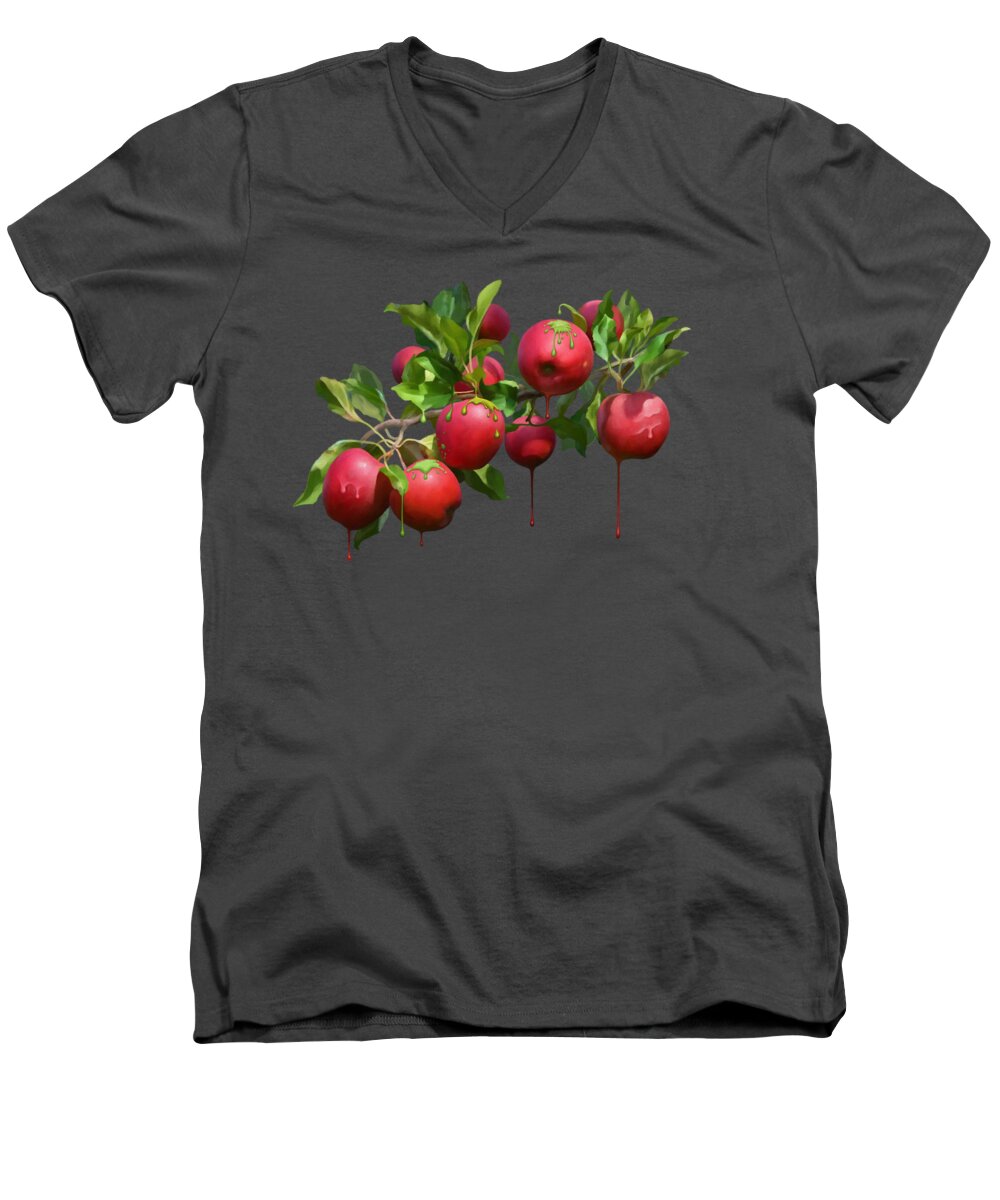Painting Men's V-Neck T-Shirt featuring the digital art Melting Apples by Ivana Westin