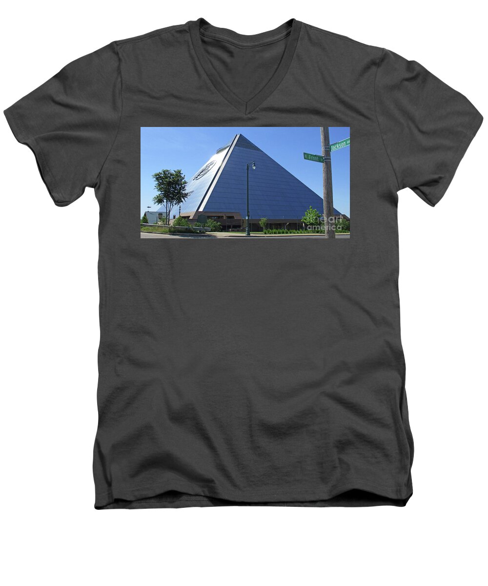 Memphis Men's V-Neck T-Shirt featuring the photograph Memphis Pyramid by Randall Weidner