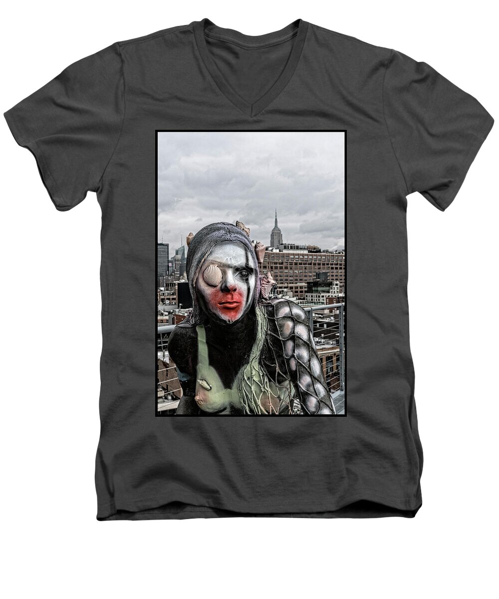 Empire State Building Men's V-Neck T-Shirt featuring the photograph Mermaid Gunge by Frank Winters
