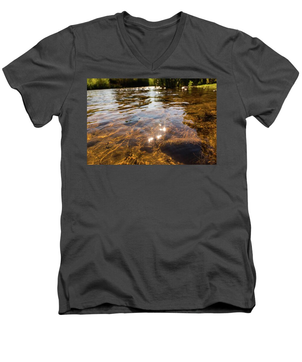River Men's V-Neck T-Shirt featuring the photograph Middle of the River by Douglas Killourie