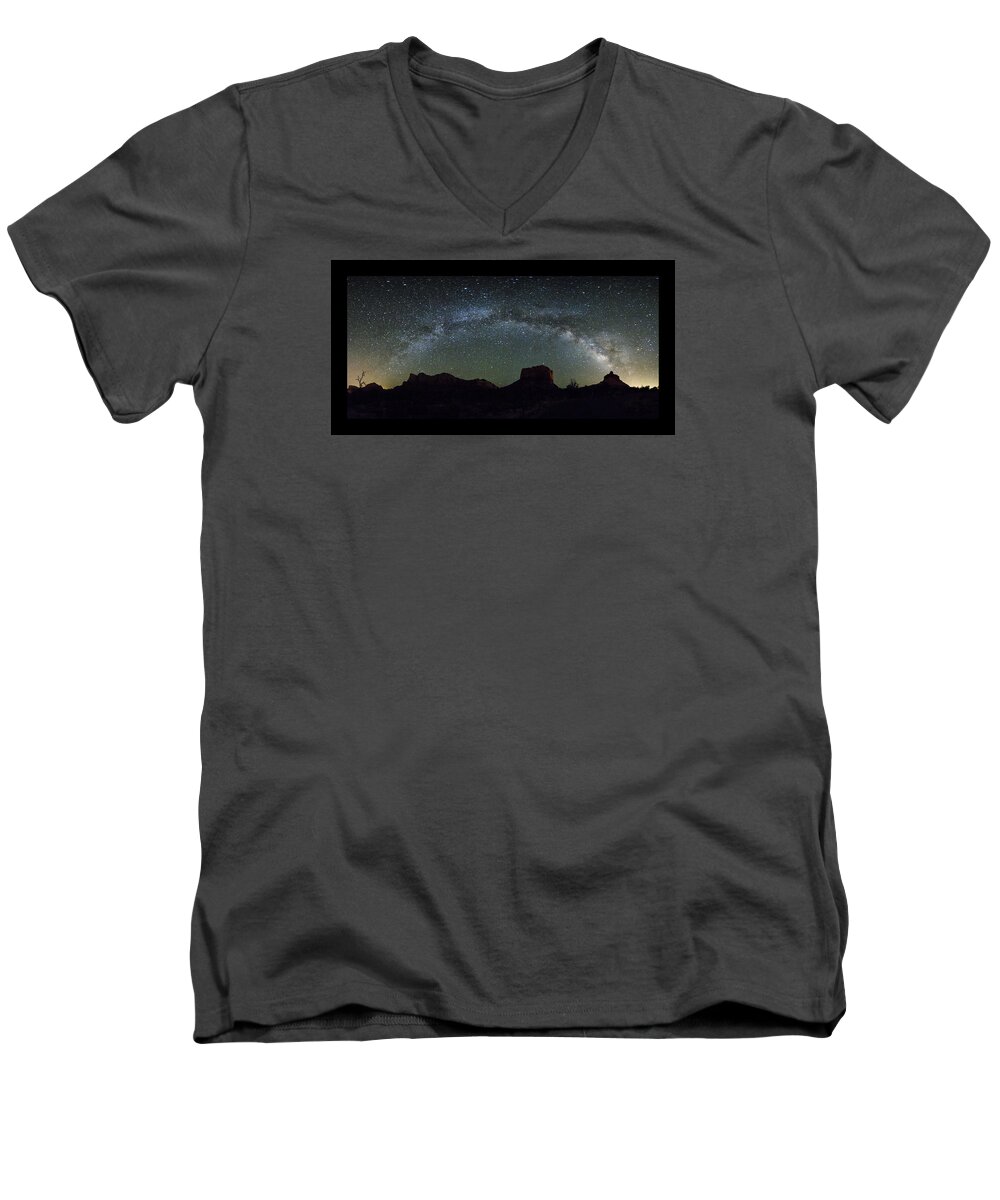 Bell Rock Men's V-Neck T-Shirt featuring the photograph Milky Way Over Bell by Tom Kelly