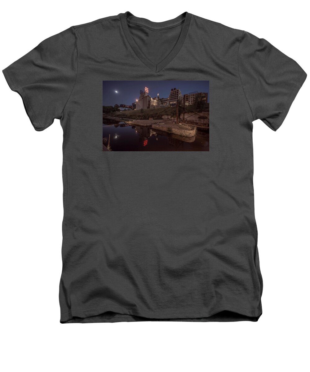 Minneapolis Men's V-Neck T-Shirt featuring the photograph Minneapolis Mill Ruins by Doug Wallick