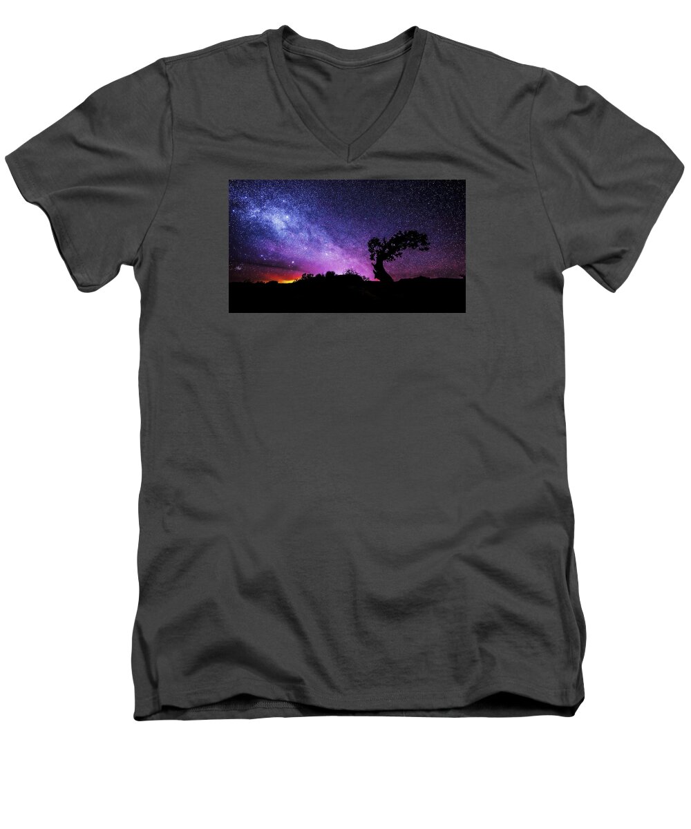 Moab Skies Men's V-Neck T-Shirt featuring the photograph Moab Skies by Chad Dutson