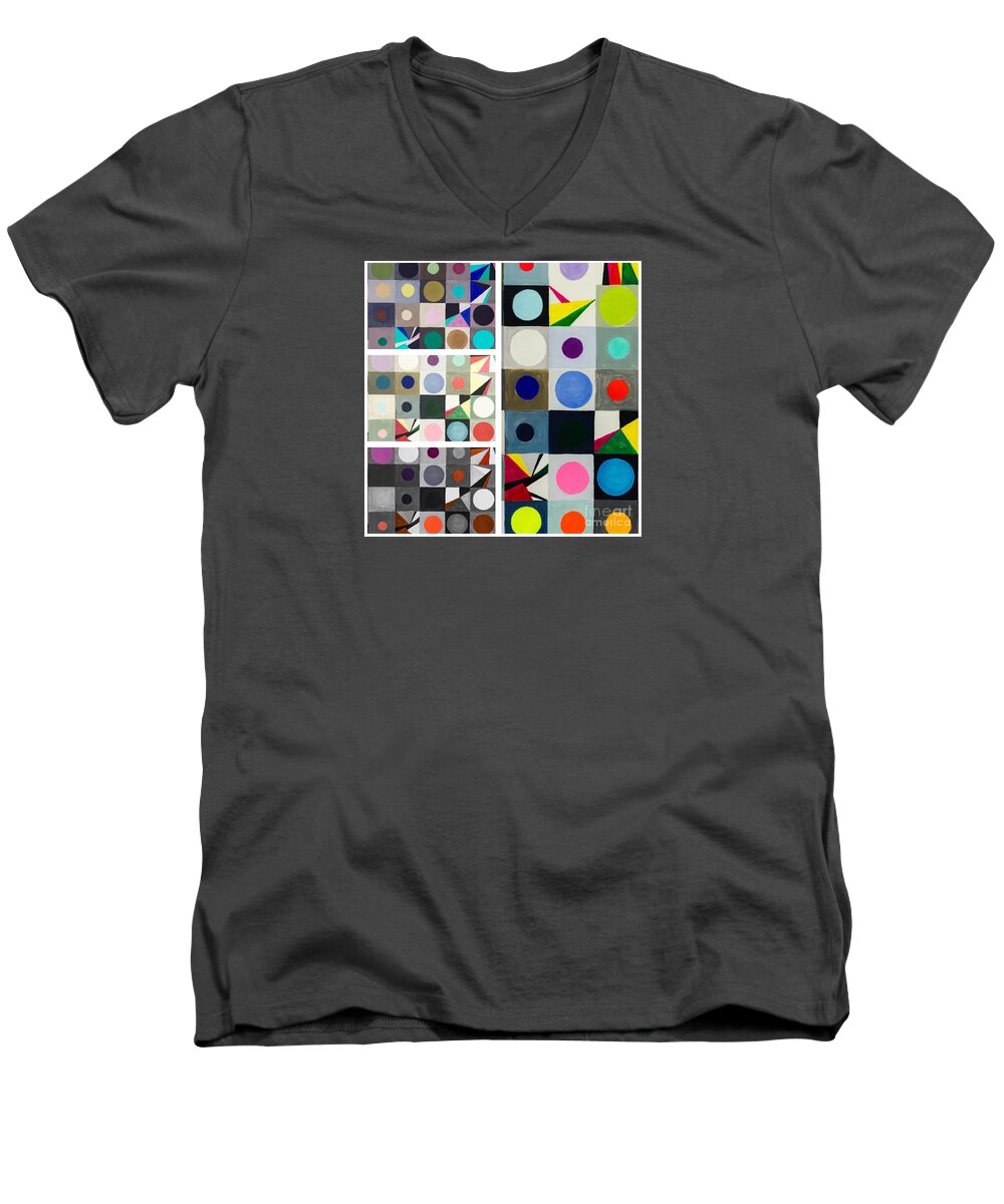 Pop Art Men's V-Neck T-Shirt featuring the painting Mod Party by Beth Saffer