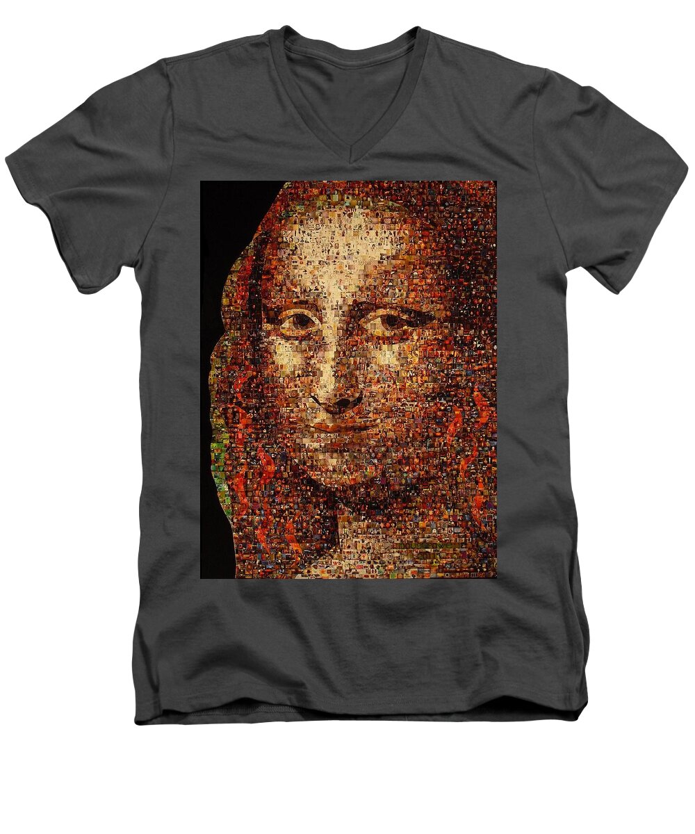 Mosaic Men's V-Neck T-Shirt featuring the photograph Mona Lisa by Doug Powell