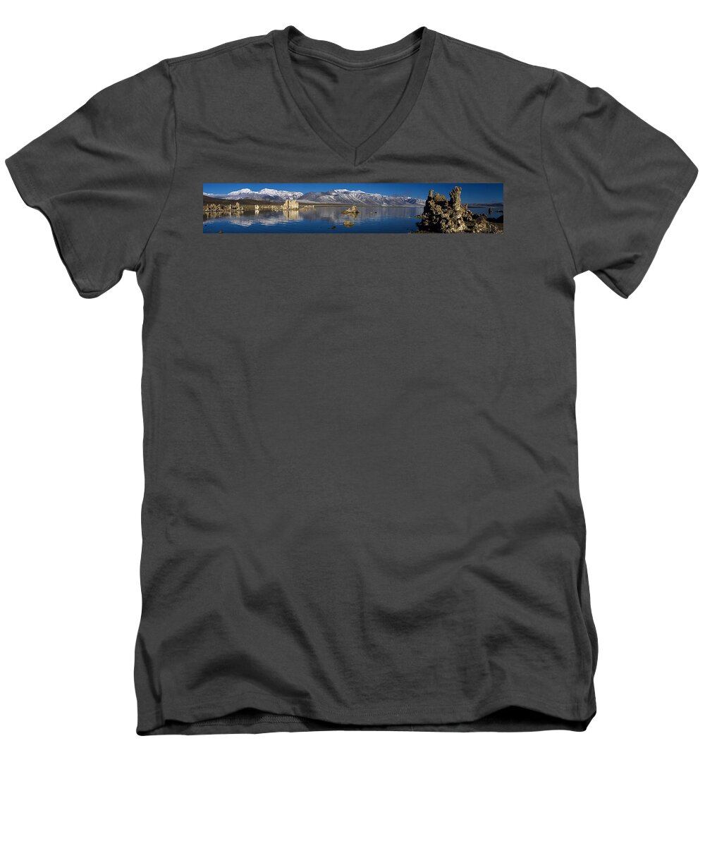 Mono Lake Pano Men's V-Neck T-Shirt featuring the photograph Mono lake pano by Wes and Dotty Weber