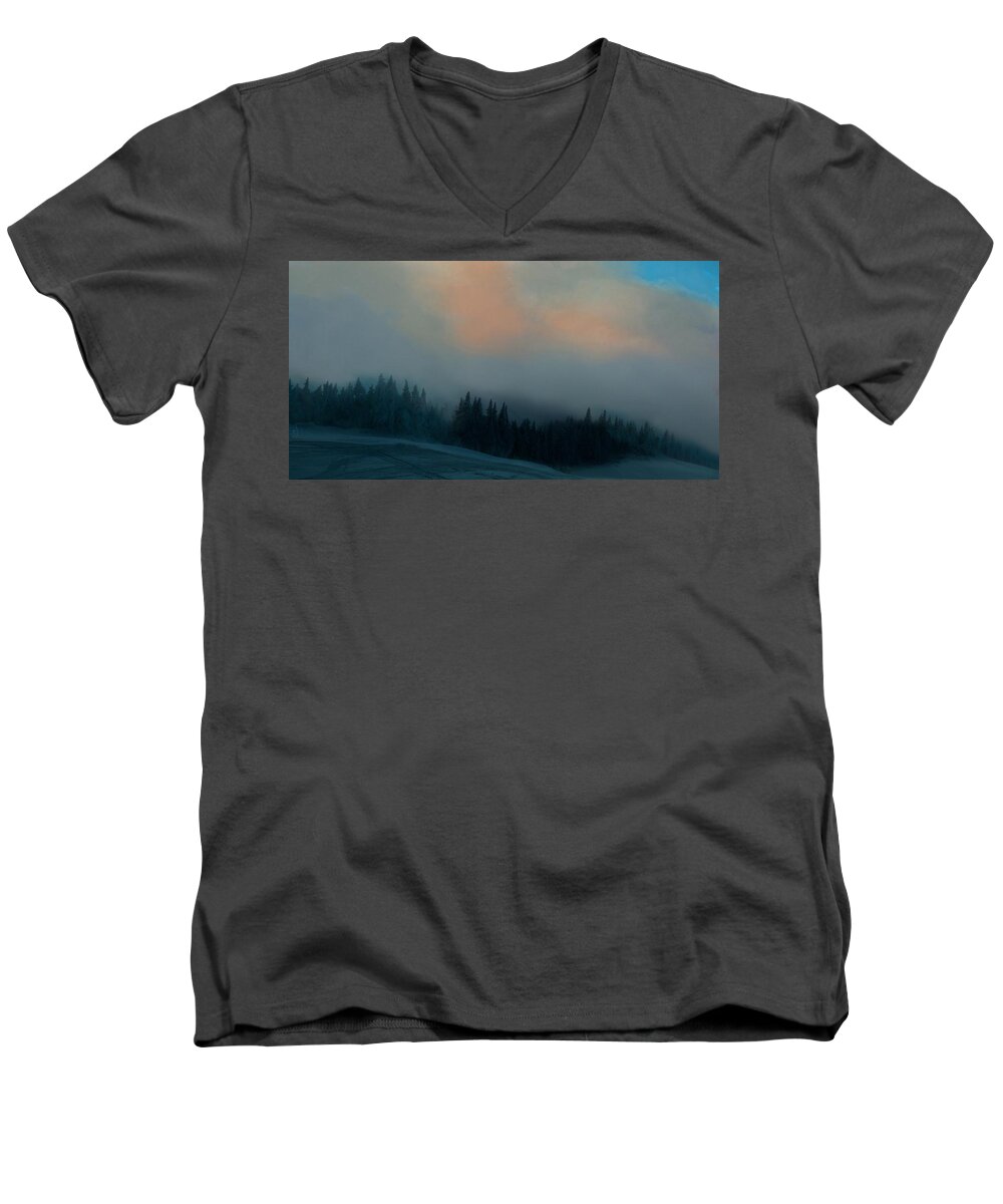 Winter Men's V-Neck T-Shirt featuring the photograph Mont Tremblant Vista by Jim Vance