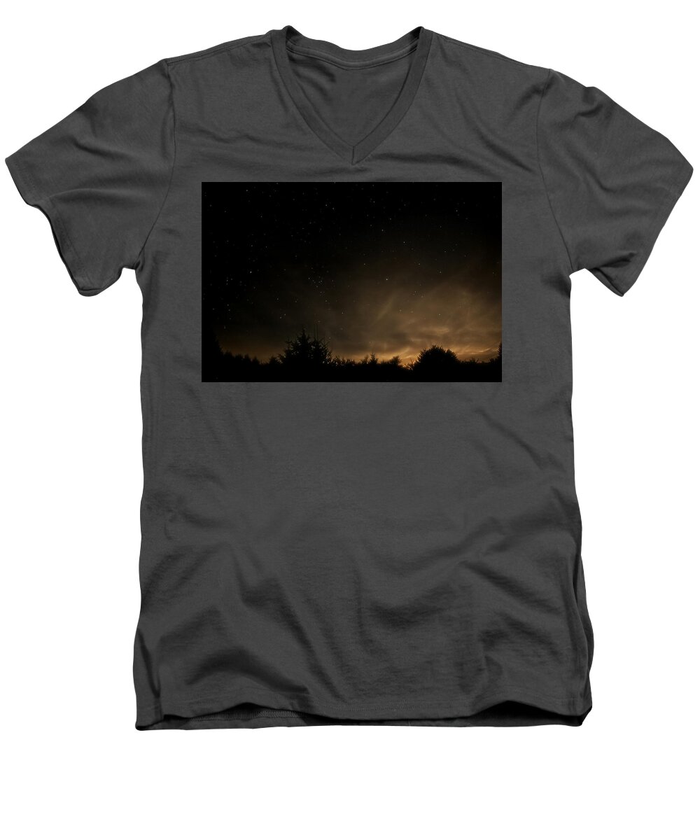 Stars Men's V-Neck T-Shirt featuring the photograph Moon Rise by KATIE Vigil