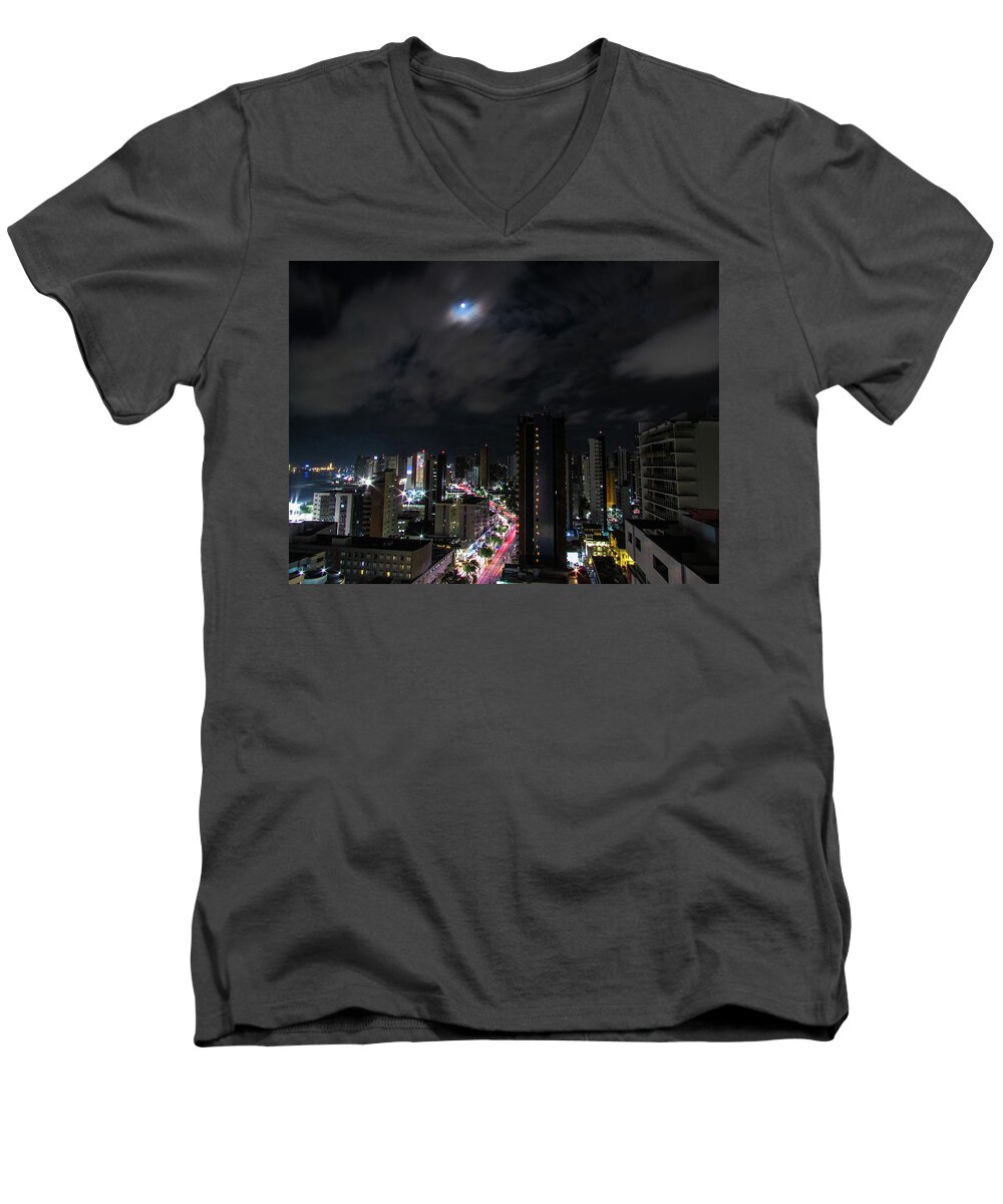 Architecture And Building Men's V-Neck T-Shirt featuring the photograph Moonlight by Cesar Vieira
