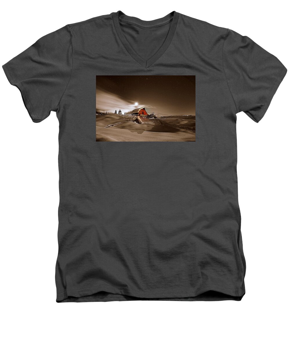 More Barn Men's V-Neck T-Shirt featuring the photograph Moonlit by Matt Helm