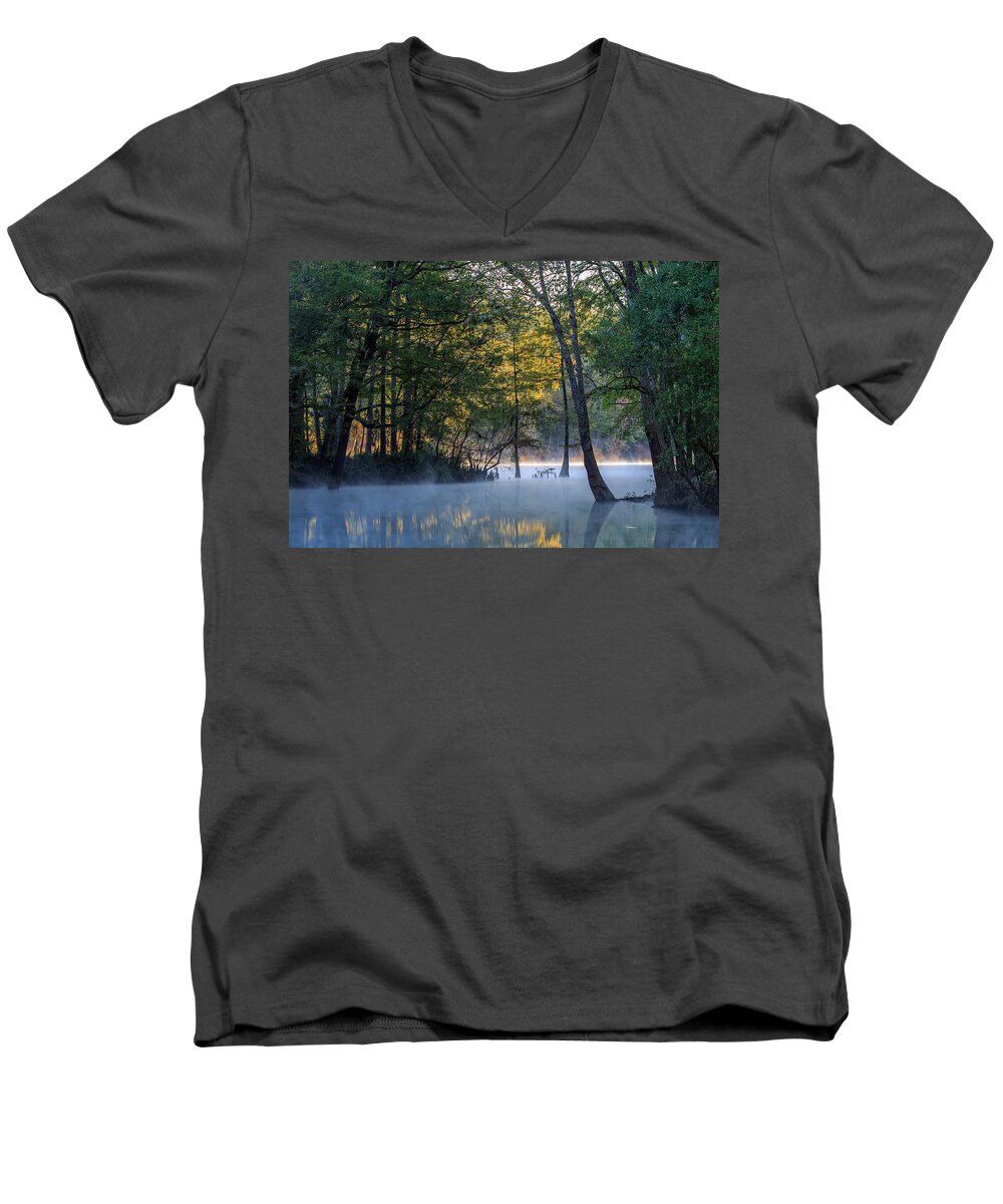Florida Men's V-Neck T-Shirt featuring the photograph Morning Light at Ginnie Springs by Stefan Mazzola