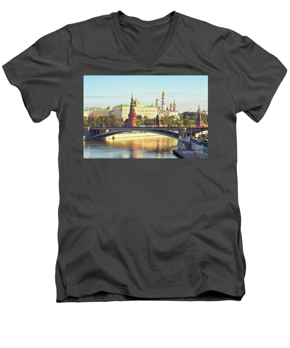 Moscow Men's V-Neck T-Shirt featuring the photograph Moscow, Kremlin by Irina Afonskaya