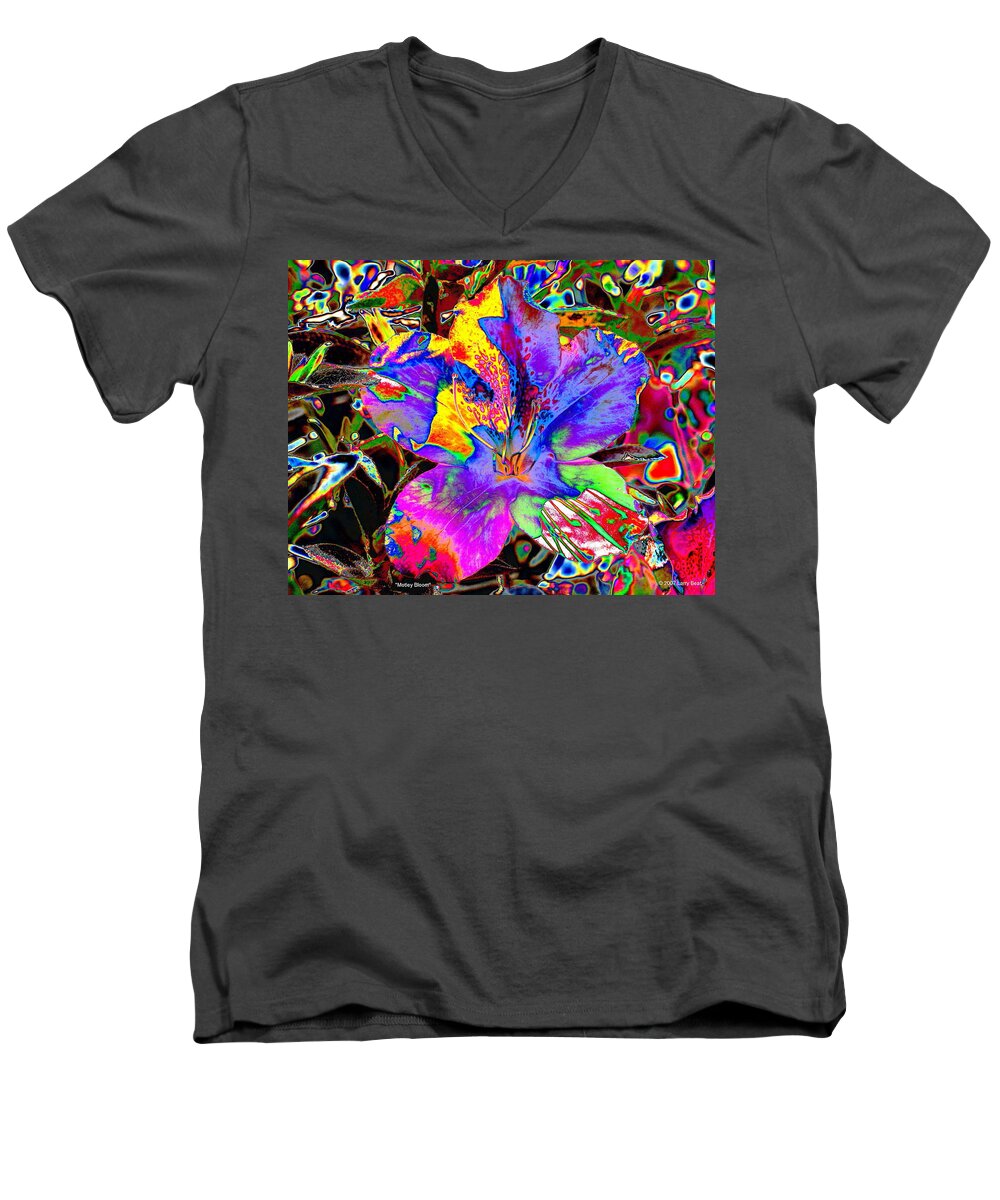 Flower Men's V-Neck T-Shirt featuring the digital art Motley Bloom by Larry Beat