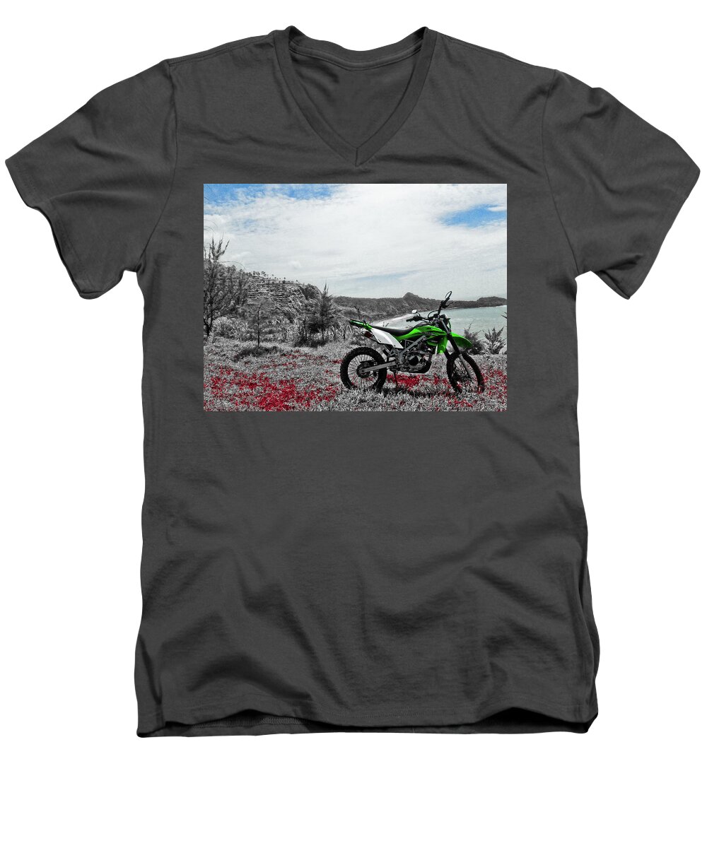  Men's V-Neck T-Shirt featuring the digital art Motocross by Wahyu Nugroho