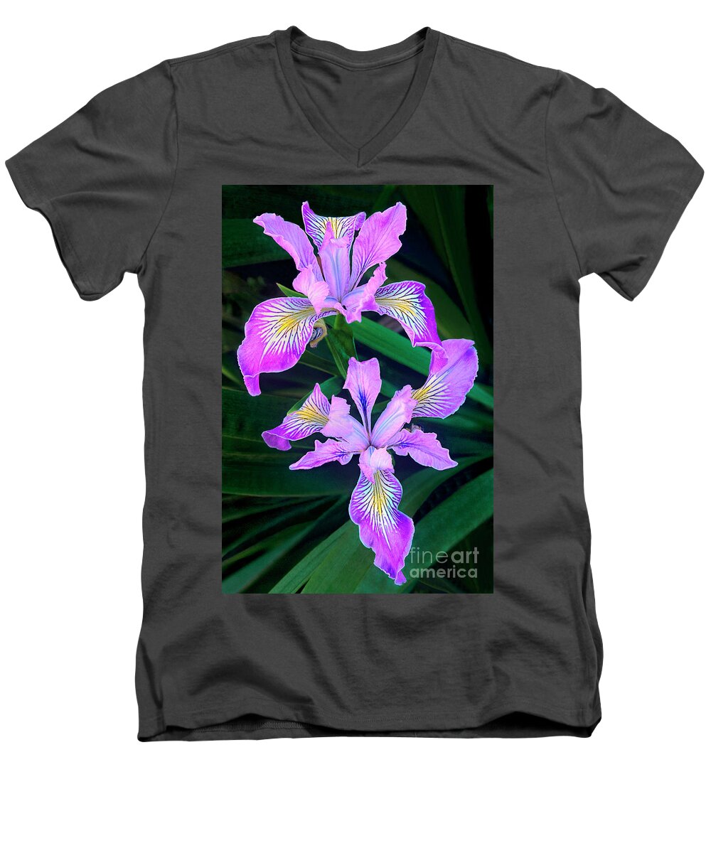 California Wildflower Men's V-Neck T-Shirt featuring the photograph Mountain Iris in Flower California by Dave Welling