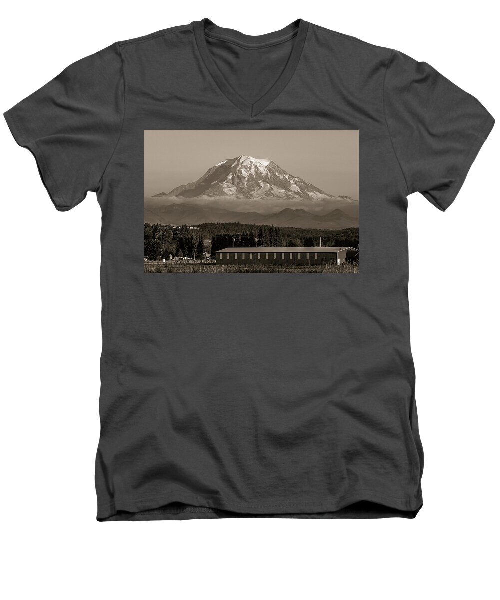 Mt Men's V-Neck T-Shirt featuring the photograph Mt Rainier by Jason Hughes