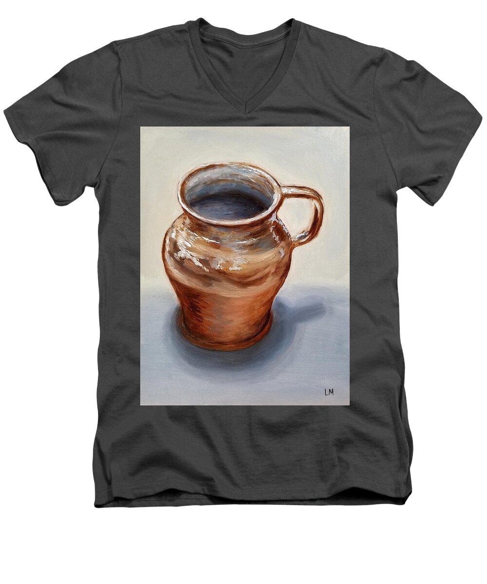 Oil Men's V-Neck T-Shirt featuring the painting Mug by Linda Merchant